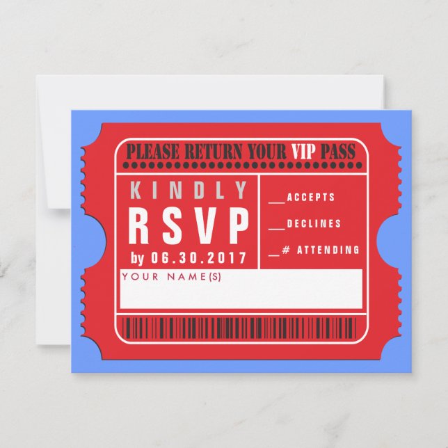 ALL ACCESS VIP PASS Bar Bat Mitzvah Repair Card RSVP Karte (Vorderseite)