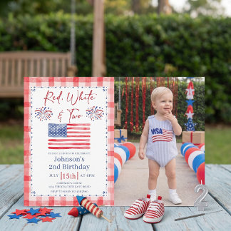 All American 2nd Birthday Photo Invitation Einladung