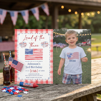 All American 3rd Birthday Photo Invitation Einladung