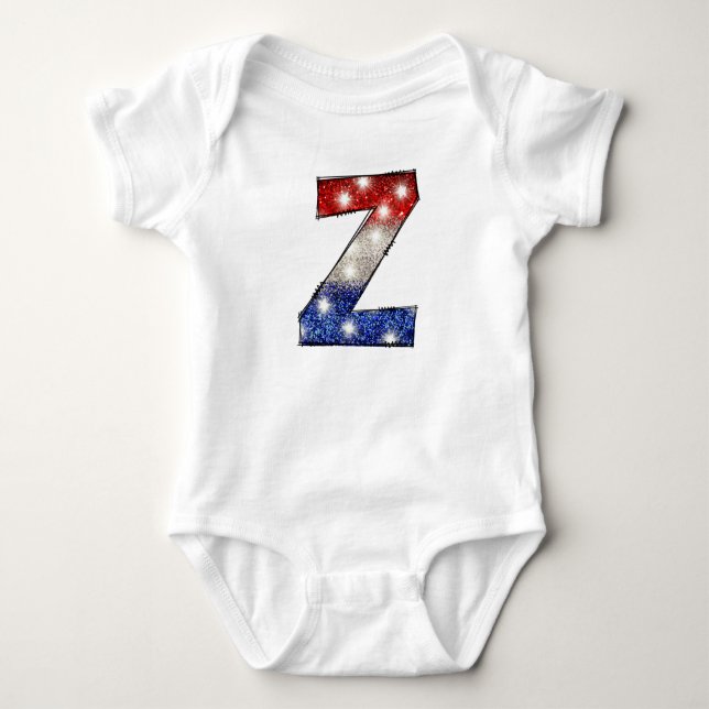 All American Baby Letter Z - 4. Juli USA Strampler (Vorderseite)