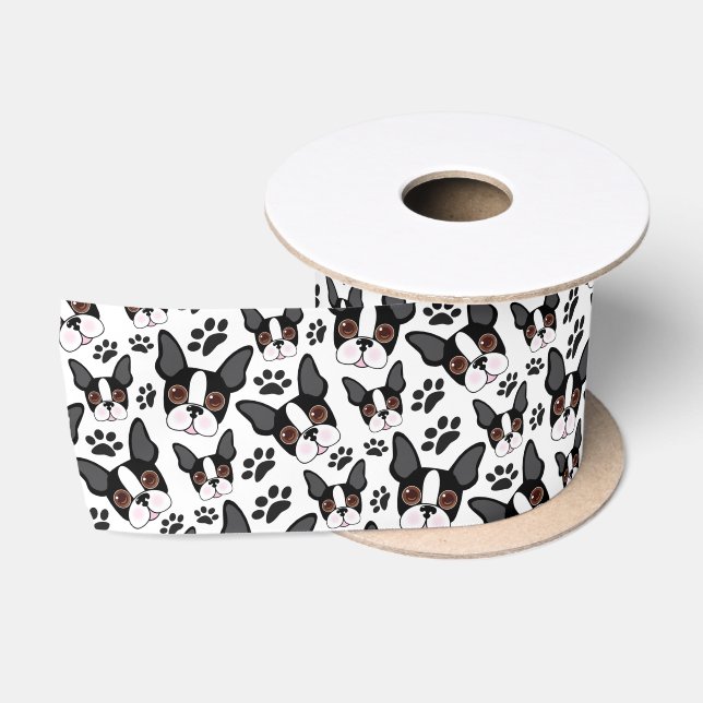 All American Boston Terrier Pet Puppy Satinband (Spule)