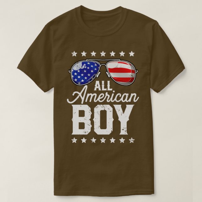 All American Boy 4th of July T Boys Kids Sunglasse T-Shirt (Design vorne)