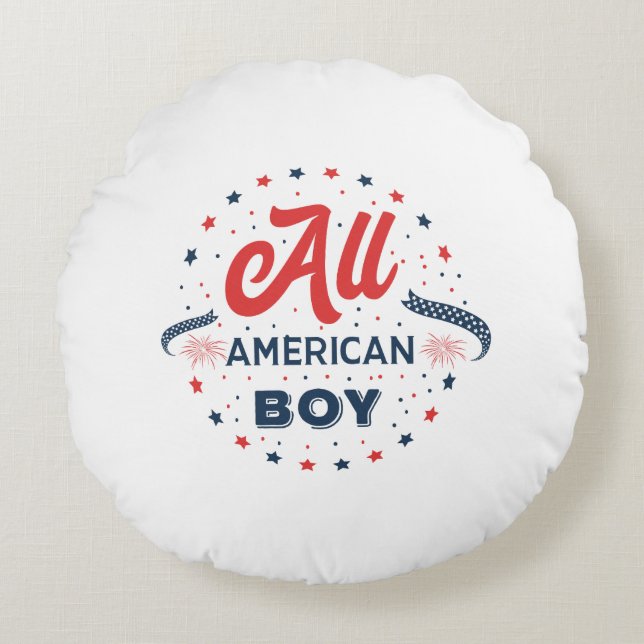 All American Boy Abzeichen Rundes Kissen (Vorderseite)