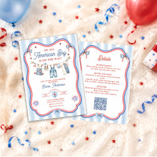 All American Boy Baby Shower Alles in Einem Einladung