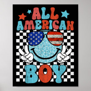 All American Boy Lächeln Gesicht Patriotisches Ame Poster