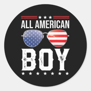 All American Boy Matching Family 4. Juli Runder Aufkleber