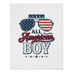 All American Boy Patriotische Sonnenbrille Shirt D Poster