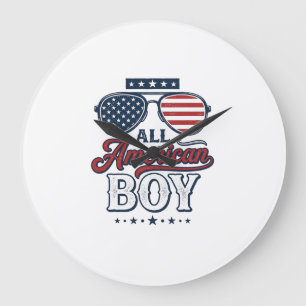 All American Boy Patriotische Sonnenbrille T-Shirt Große Wanduhr