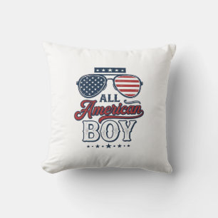 All American Boy Patriotische Sonnenbrille T-Shirt Kissen