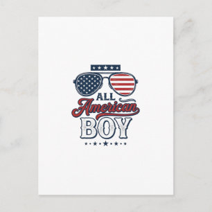 All American Boy Patriotische Sonnenbrille T-Shirt Postkarte
