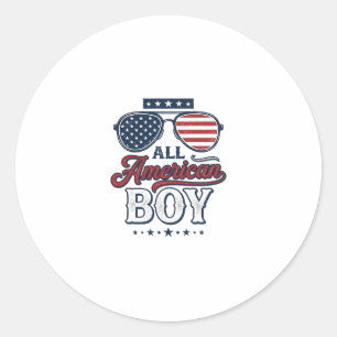 All American Boy Patriotische Sonnenbrille T-Shirt Runder Aufkleber