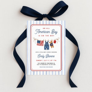 All American Boy Patriotische Wäscheleine Baby Sho Einladung