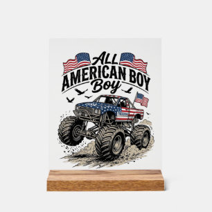 All American Boy Patriotischer Monster-Truck T-Shi Acrylschild