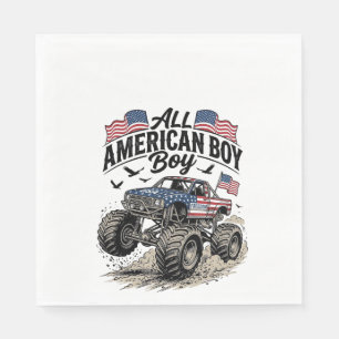 All American Boy Patriotischer Monster-Truck T-Shi Serviette