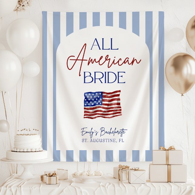 All American Bride Bachelorette Banner Wandteppich (Von Creator hochgeladen)