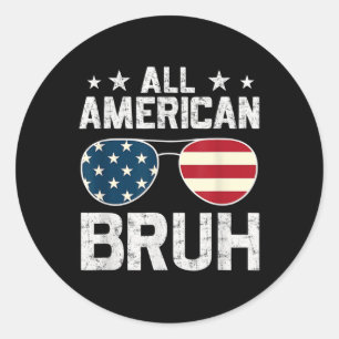 All American Bruh 4. Juli Jungen Patriotisch Runder Aufkleber