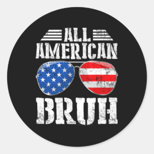 All American Bruh Happy 4. Juli Boys Patriotic Runder Aufkleber