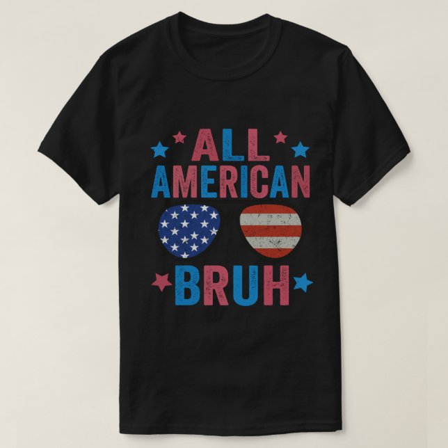 All American Bruh Happy 4. Juli Boys Patriotic T-Shirt (Design vorne)