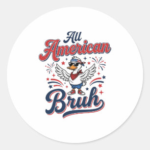 All American Bruh Patriotische Ente Vintage-Shirt_ Runder Aufkleber