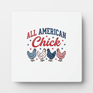 All American Chick Patriotisches Hühner-Shirt-Desi Fotoplatte