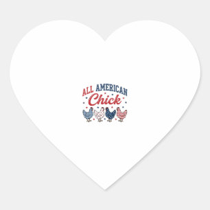 All American Chick Patriotisches Hühner-Shirt Desi Herz-Aufkleber