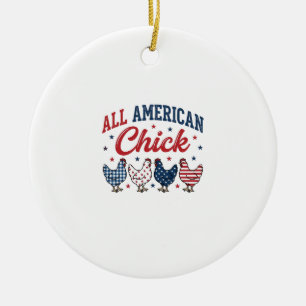 All American Chick Patriotisches Hühner-Shirt-Desi Keramik Ornament