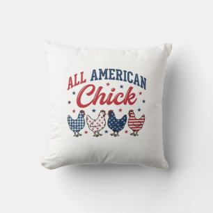 All American Chick Patriotisches Hühner-Shirt Desi Kissen