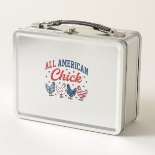 All American Chick Patriotisches Hühner-Shirt-Desi Metall Brotdose
