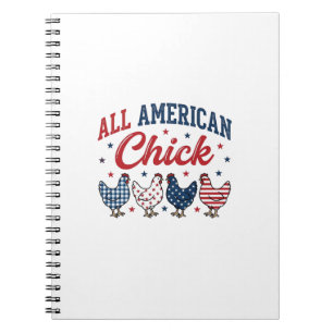 All American Chick Patriotisches Hühner-Shirt-Desi Notizblock