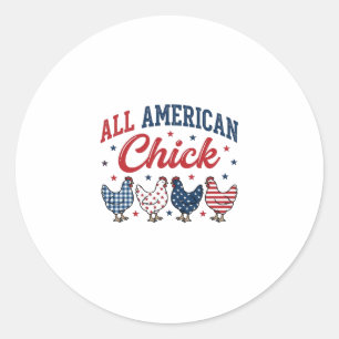 All American Chick Patriotisches Hühner-Shirt Desi Runder Aufkleber