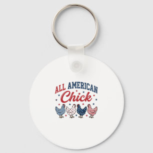 All American Chick Patriotisches Hühner-Shirt-Desi Schlüsselanhänger
