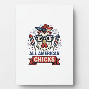 All American Chicks Patriotisches Hühnervektor-Des Fotoplatte