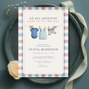 All American Clothesline Americana Baby-Party Einladung