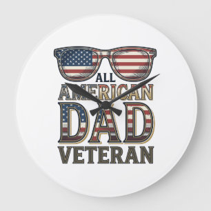 All American Dad Veteran Patrioten Sonnenbrille T- Große Wanduhr