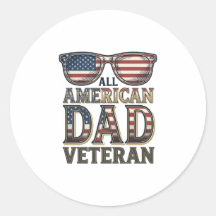 All American Dad Veteran Patrioten Sonnenbrille T- Runder Aufkleber