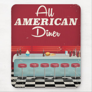 All American Diner Retro Poster Mousepad