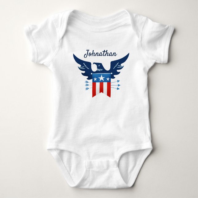 All American Eagle & Flag Patriotic Baby Strampler (Vorderseite)
