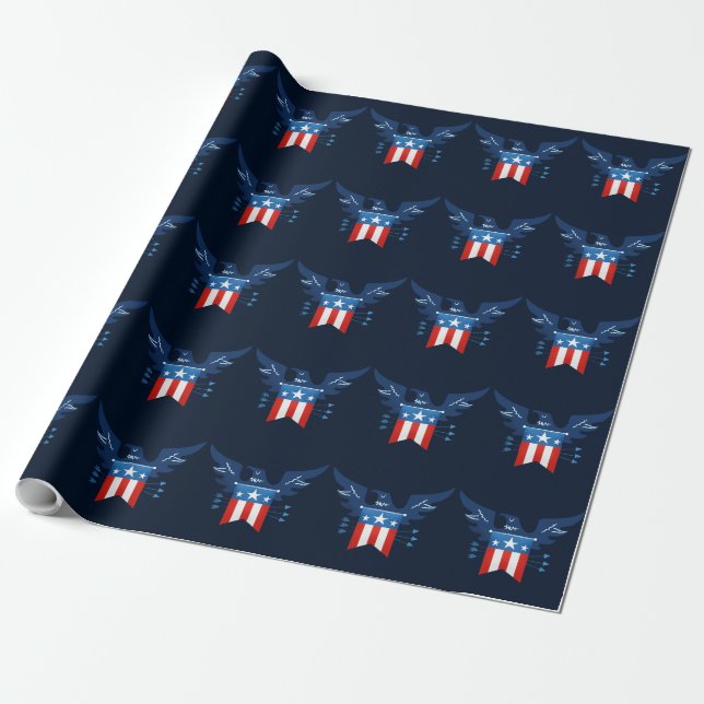 All American Eagle & Flag Patriotic Geschenkpapier (Ungerollt)
