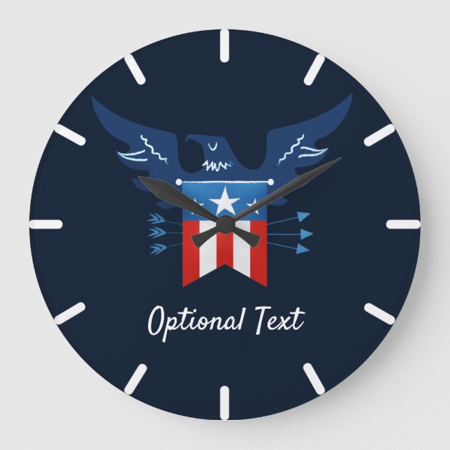 All American Eagle & Flag Patriotic Große Wanduhr (Vorderseite)