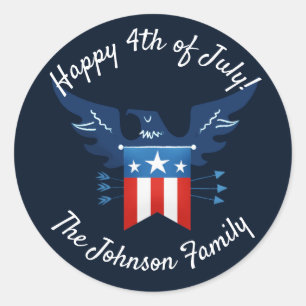 All American Eagle & Flag Patriotic Runder Aufkleber