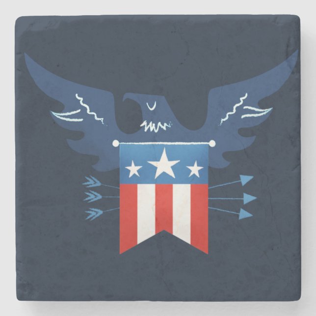 All American Eagle & Flag Patriotic Steinuntersetzer (Vorderseite)