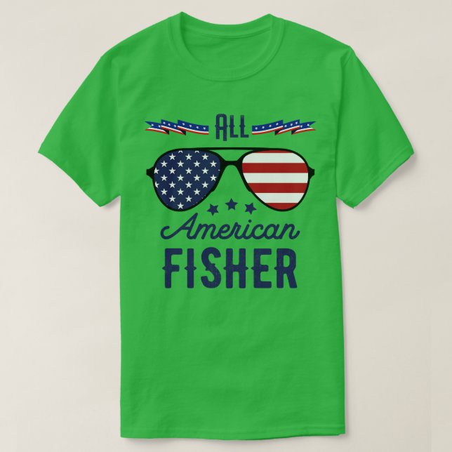All American Fisher 4th July Sonnenbrille T-Shirt (Design vorne)