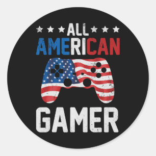 All American Gamer 4. Juli Jungen Kleinkind Patrio Runder Aufkleber