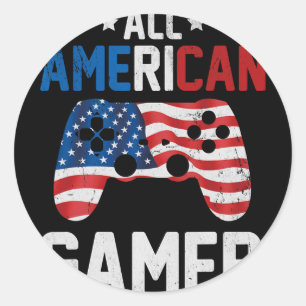All American Gamer 4. Juli Jungen Kleinkind Patrio Runder Aufkleber