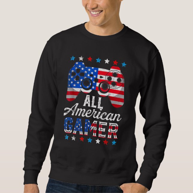 All American Gamer Video Game Flag American 4th of Sweatshirt (Vorderseite)