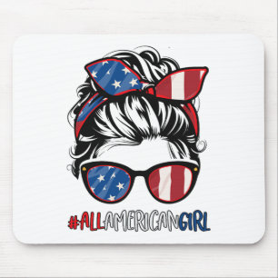 All American Girl 4. Juli Shirt USA Flag Patri Mousepad