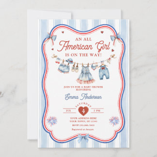 All American Girl Baby Shower Einladung
