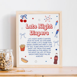 All American Girl Baby Shower Späte Nacht Windeln Poster