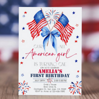 All American Girl Birthday Einladung 4. Juli