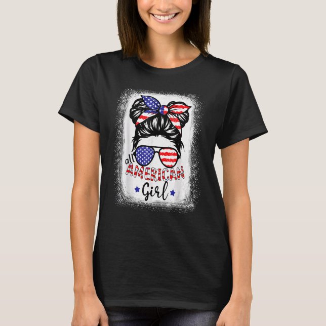 All American Girl gebleicht Patriotic 4. Juli T-Shirt (Vorderseite)